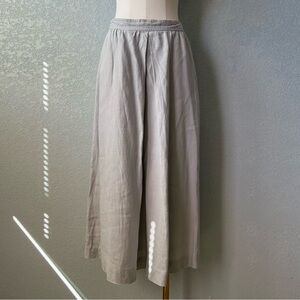 Lands’ End Linen Blend Midi Skirt Beige Minimalist A Line Summer Skirt Size 12